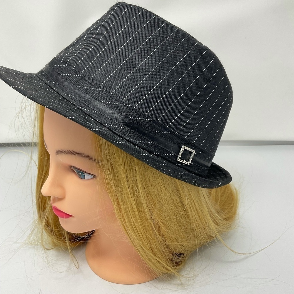 Black & White Pin Striped Fedora
